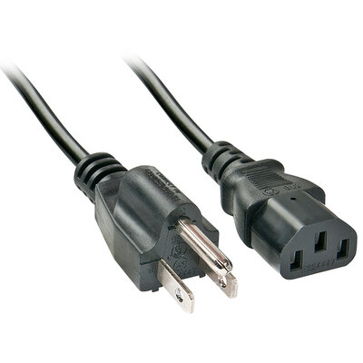 Kábel sieťový 230V, vidlica (NEMA 5-15P) US priama - C13, 2m, 0.83mm², 10A, čierny