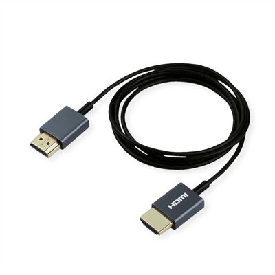 Kábel HDMI M/M 2m, High Speed+Eth, 4K@60Hz, HDMI 2.0, 18G, čierny, ⌀2.5mm, TPE, ultra-slim
