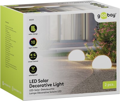 LED svietidlo solárne záhradné v tvare kameňa,  IP44 vonkajšie, RGBW, 24cm, 2 ks/bal