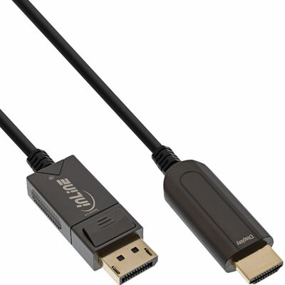 Kábel DisplayPort na HDMI M/M 25m, 4K@60Hz, DP v1.2, 18Gbit/s, audio, jednosmerný, aktívny, optický