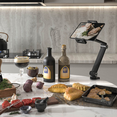 Držiak pre tablety 4.7-12.9" na stôl, univerzálny, max 1kg, rameno 470mm, čierny