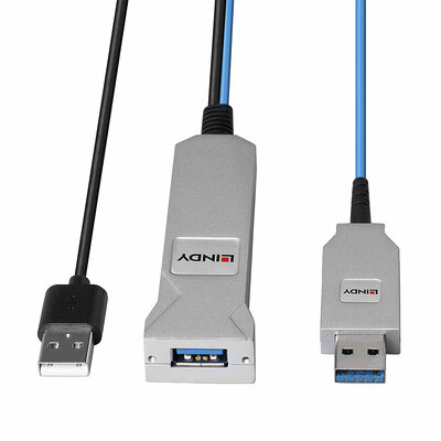 Kábel USB 3.2 Gen 1, AM/AF Typ C 30m, 5Gbps, predlžovací, čierny, aktívny, optický