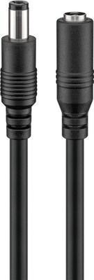 Kábel predlžovací DC 5.5mm / 2.1mm, AWG20, 1.5m, čierny