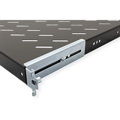 19" Polica 770mm, max. 50kg, 1U, sada skrutiek a podložiek v balení, čierna