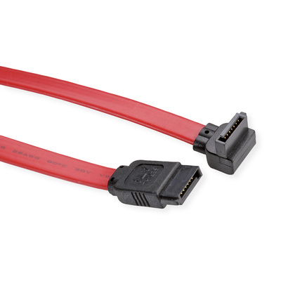 Kábel SATA III M/M 0.5m, zahnutý, 6 Gbit/s, červený
