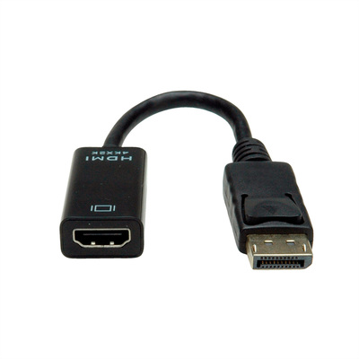 Adaptér DisplayPort na HDMI M/F, 4K@30Hz (DP 1.2, HDMI 1.4), 15cm, čierny