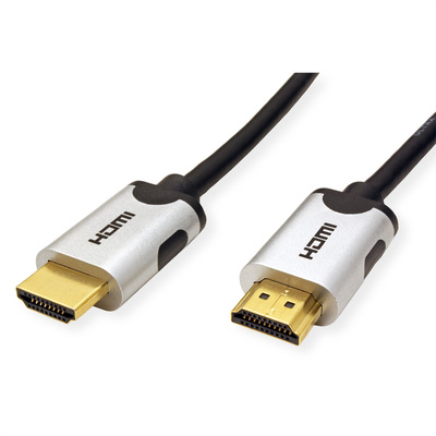 Kábel HDMI M/M 1m, Ultra High Speed+Eth, 10K@30Hz, HDMI 2.1, pozl. konektor, čierny/sivý