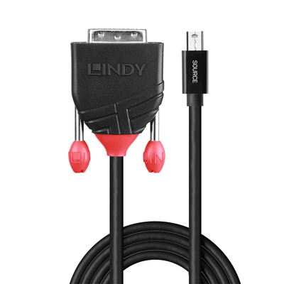 Kábel DisplayPort mini na DVI-D M/M 2m, jednosmerný, max. 1920x1200@60Hz, čierny, pozl. konektor
