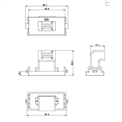 Modul SNAP-Value HDMI F/F 90°, čierny s bielym rámom §§