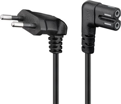 Kábel sieťový 230V, 2pin vidlica (CEE7/16) lomená - C7 (2pin) zahnutý, 5m, 0.75mm², 2.5A, čier.SONOS