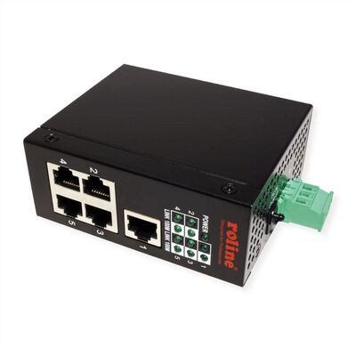 Switch 10/100, 5port, priemyselný, montáž na DIN, napájanie 7-30V, čierny