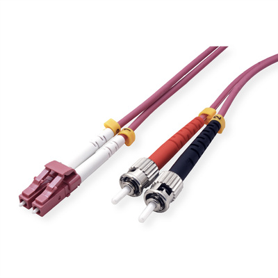 Fiber kábel LC-ST, 3m Duplex OM4(50/125µm), LSOH, 2.8mm, fialový