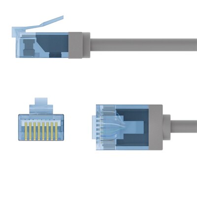 UTP Patchkábel LSOH TPE 10m cat.6a, sivý, slim, Cu, Flex Cable, Eco obal