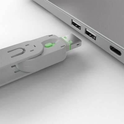 USB Port Blocker, 1 x kľúč na USB-A, zelený