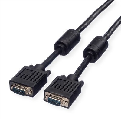 Kábel VGA M/M 10m, prepojovací, tienený, DDC, ferrit, HQ, čierny