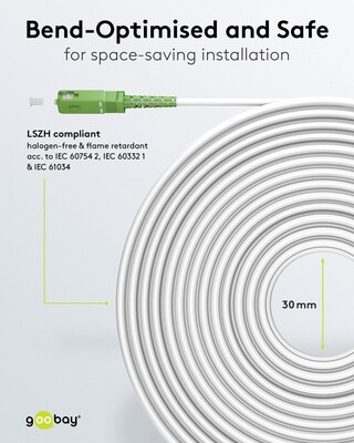 Fiber kábel SC/APC-SC/APC, 0.5m Simplex OS2(9/125µm), LSOH, 3mm, Kábel pre Orange a Magio, biely