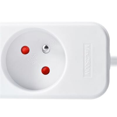 Predlžovačka 3m s 6 zásuvkami, 1.00mm², biela