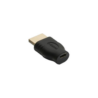 Adaptér HDMI/HDMI micro M/F, priamy, čierny, pozl. kon.