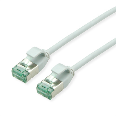 U/FTP Patchkábel TPE 0.15m cat.6a, sivý, slim, Cu, Flex Cable, Roline Recycled Material