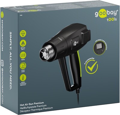 Teplovzdušná pištoľ, 1500W, LCD display, Premium, čierna