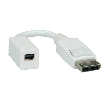 Adaptér DisplayPort/mini DisplayPort M/F, 15cm biely, DP ver. 1.1