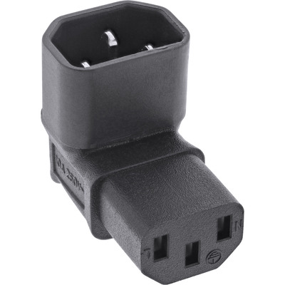 Adaptér C13 / C14, F/M IEC320 zahnutý dole 90°, čierny