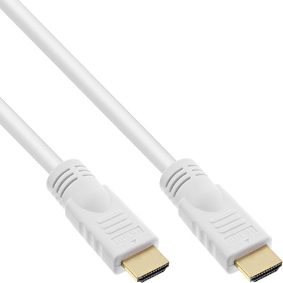 Kábel HDMI M/M 5m, High Speed+Eth, 4K@60Hz, HDMI 2.0, pozl. konektor, biely