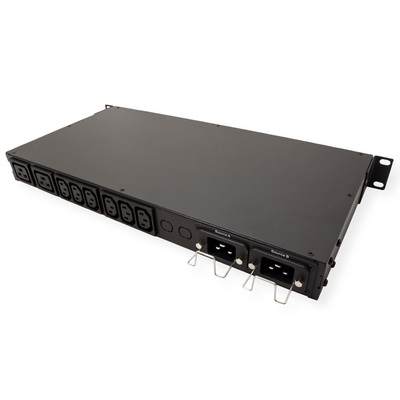 19" automatický prepínač napájania (ATS), 2x C20 / 6x C13 + 2x C19, max. 16A, 1U, čierny