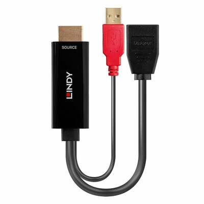 Konvertor HDMI na DisplayPort M/F, 4K@60Hz, UHD, USB napájanie, 18cm, čierny, Aktívny, 18G