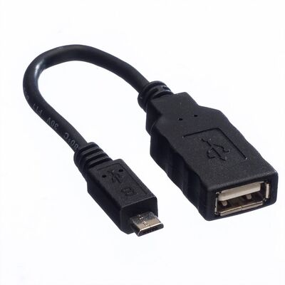 Kábel USB 2.0 A-MICRO-B F/M 0.15m, High Speed, OTG, čierny