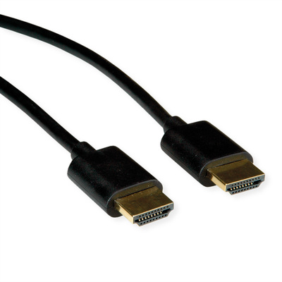 Kábel HDMI M/M 1.5m, High Speed+Eth, 4K@60Hz, HDMI 2.0, 18G, pozl. konektor, čierny, Slim