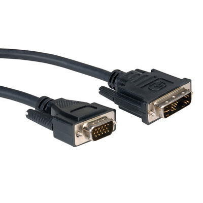 Kábel DVI-A/VGA M/M 2m, tienený, prepojovací, čierny