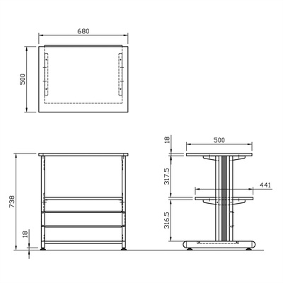 Stolík pod tlačiareň veľký, max 80kg, 74x68x55cm (HxWxD), sivý