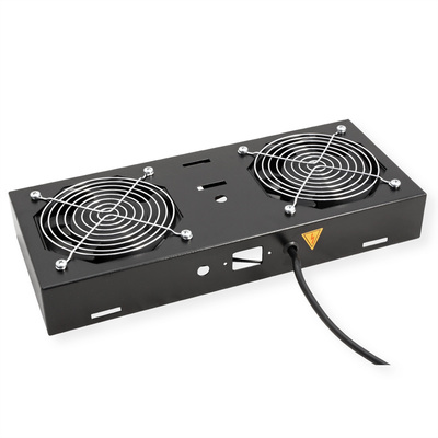 19" Ventilačná jednotka, 2 vetráky, pre nástennú skrinku, čierna