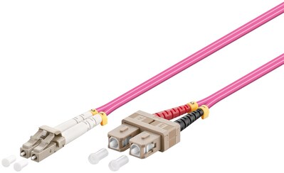 Fiber kábel LC-SC, 0.5m Duplex OM4(50/125µm), LSOH, 2.8mm, fialový
