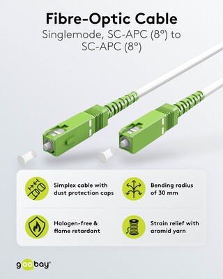 Fiber kábel SC/APC-SC/APC, 10m Simplex OS2(9/125µm), LSOH, 3mm, Kábel pre Orange a Magio, biely