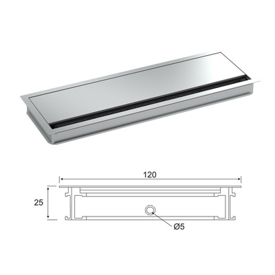 LOOP SQUARE Káblová prechodka, 360x120mm, sivá