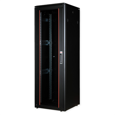 19" Rack na podlahu 36U, 1786x600x600mm (HxWxD), PRO, sklenené dvere, čierny