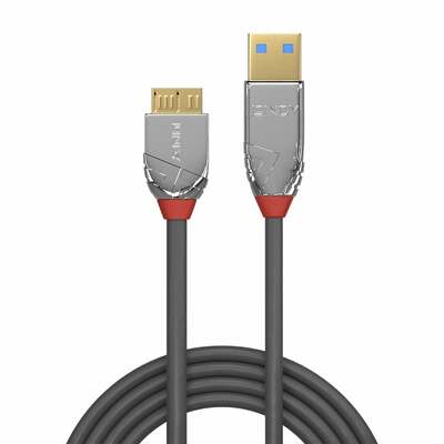 Kábel USB 3.2 Gen 1, A-MICRO-B(3.0) M/M 1m, 5Gbps, sivý, Cromo Line, pozl. kon.