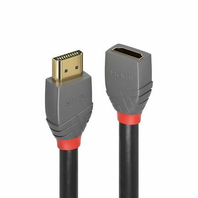Kábel HDMI M/F 1m, Ultra High Speed+Eth, 4K@60Hz, HDMI 2.0, 18G, G, čierny, Anthra Line, predlžovací
