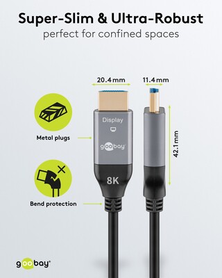 Kábel HDMI M/M 20m, Ultra High Speed+Eth, 8K@60Hz, HDMI 2.1, 48G, pozl. kon.,čierny, aktívny,optický