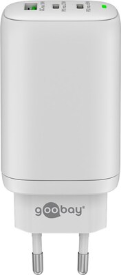 Nabíjačka USB 230V 3port, 1xUSB A, 2xUSB Typ C, 65W, Power Delivery, GaN, čierna