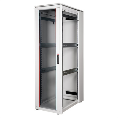 19" Rack na podlahu 42U, 2053x600x1000mm (HxWxD), PRO, sklenené dvere, sivý