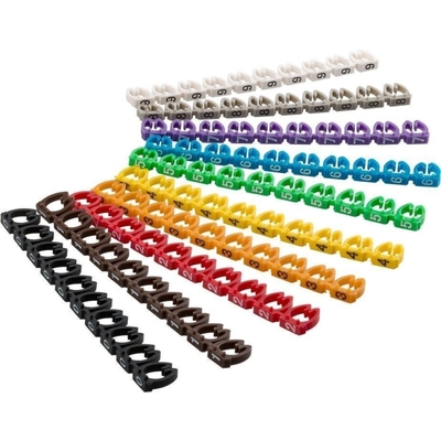 Káblový organizér-rozlišovač/popisovač čísla 0–9 pre priemer do 6 mm, 10 farieb