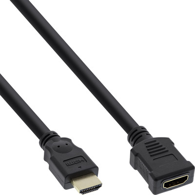 Kábel HDMI M/F 5m, High Speed+Eth, 4K@30Hz, HDMI 1.4, pozl. konektor, čierny, predlžovací