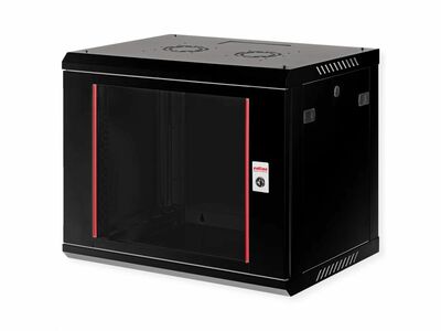 19" Rack na stenu 9U, čierny, 512x600x450 mm (HxWxD), odnímateľné bočnice
