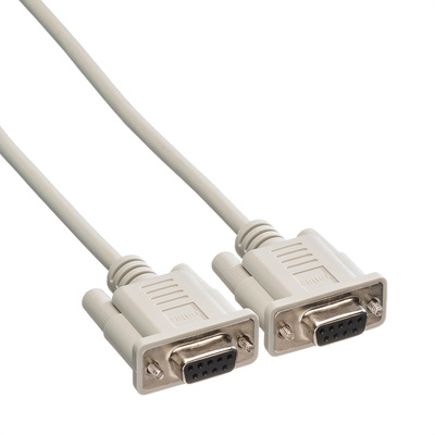 Kábel linkový 9pin F/F 3m, null modem, prepojovací, tienený, sivý