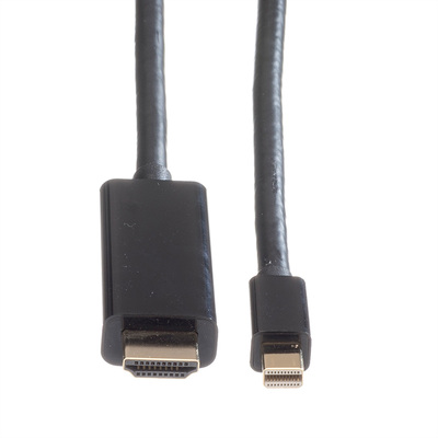 Kábel DisplayPort mini na HDMI M/M 1m, jednosmerný, 4K@60Hz UHD, audio, čierny, pozl. konektor