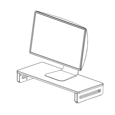 Stojan/podstavec na monitor/notebook, výškovo nastaviteľný, čierny, drevený