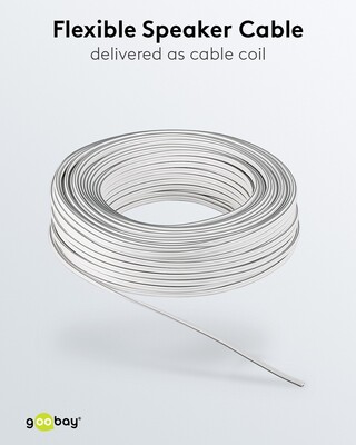 Reproduktorový kábel audio 2x0.75mm², 25m, meď, OFC (99,9% oxygen-free copper), biely